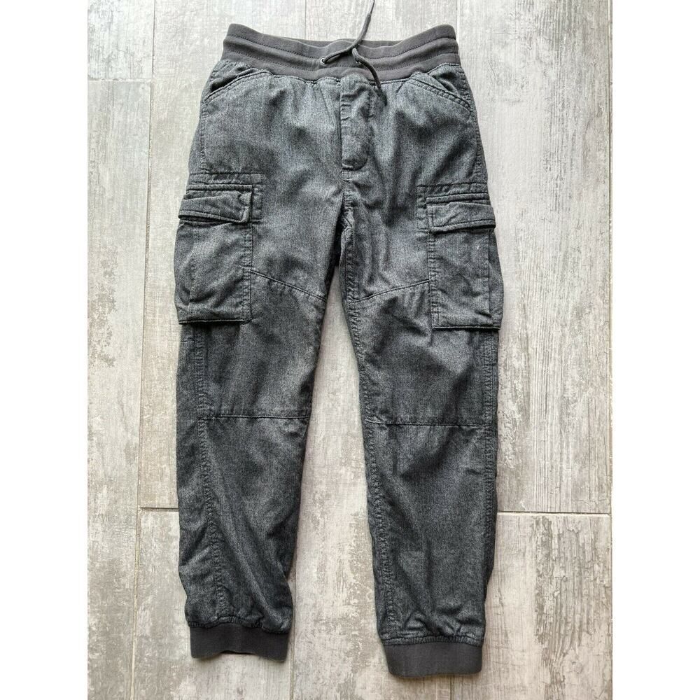 GAP Kids Gray Herringbone Drawstring Cargo Joggers Elastic Jersey Pants Casual M